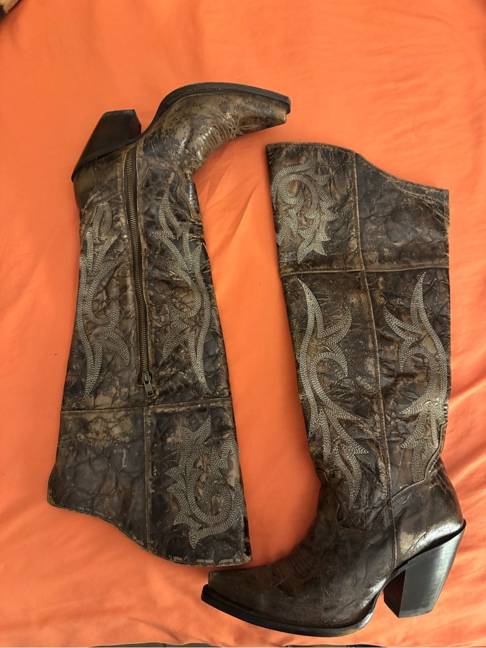 Dan Post Brown Embroidered Knee-High Western Boots